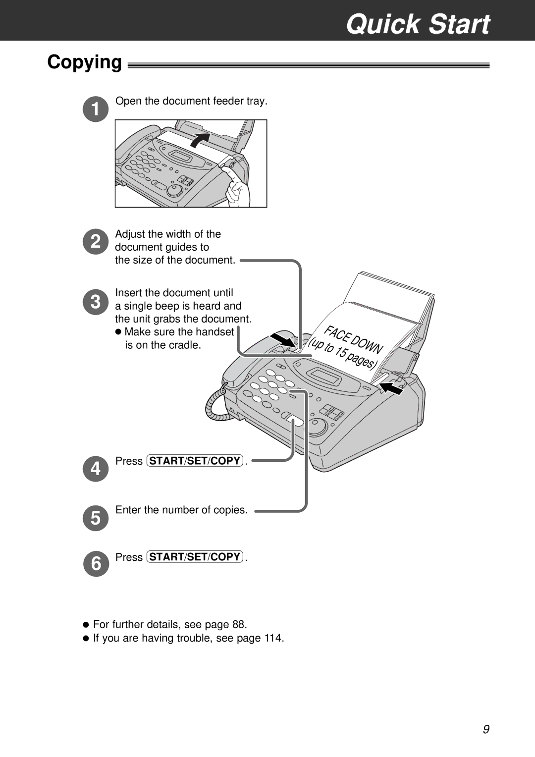 Panasonic KX-FM131CX, KX-FP105CX, KX-FP105BX, KX-FM131BX operating instructions Copying 