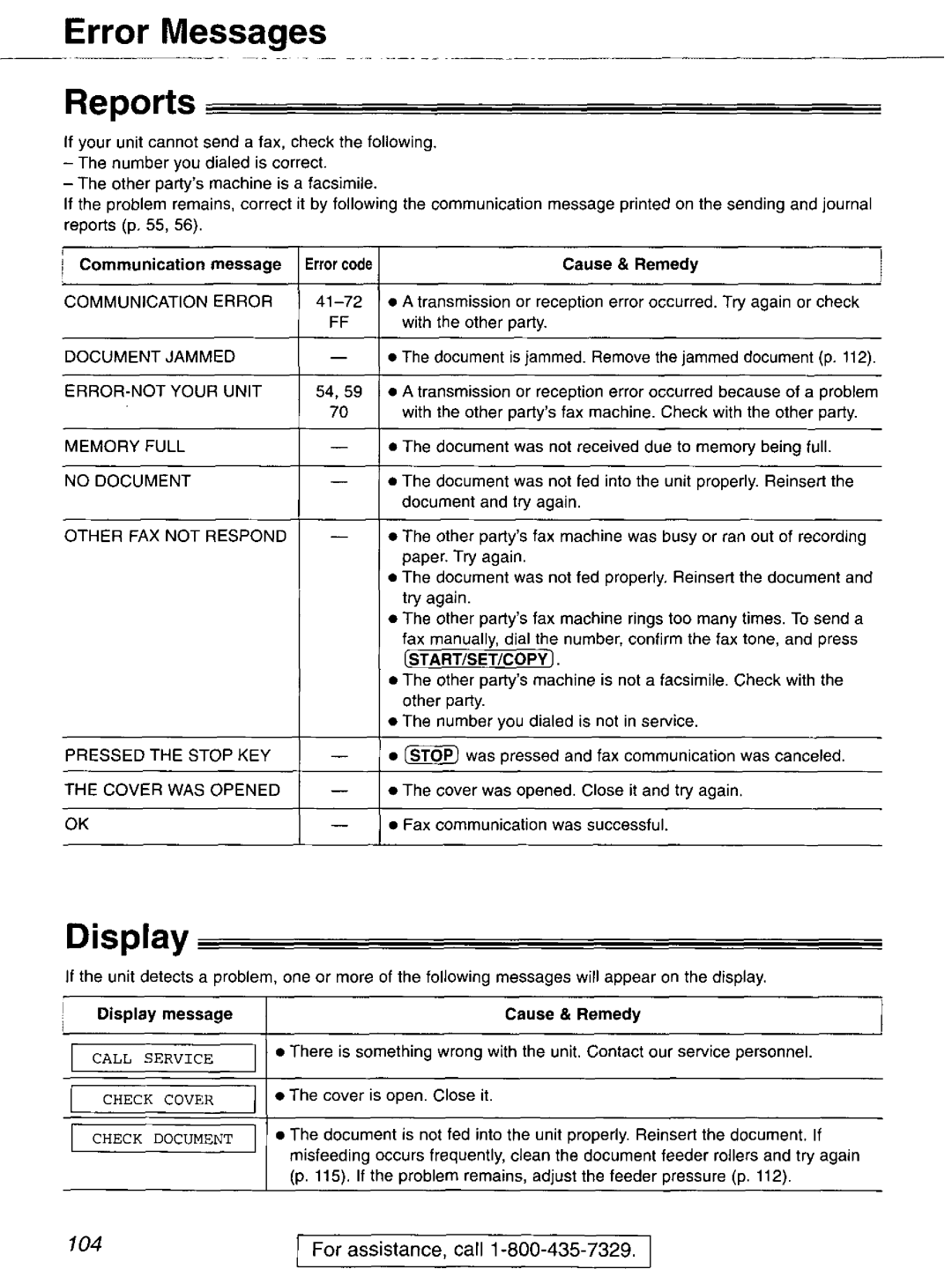 Panasonic KX-FP121 manual 