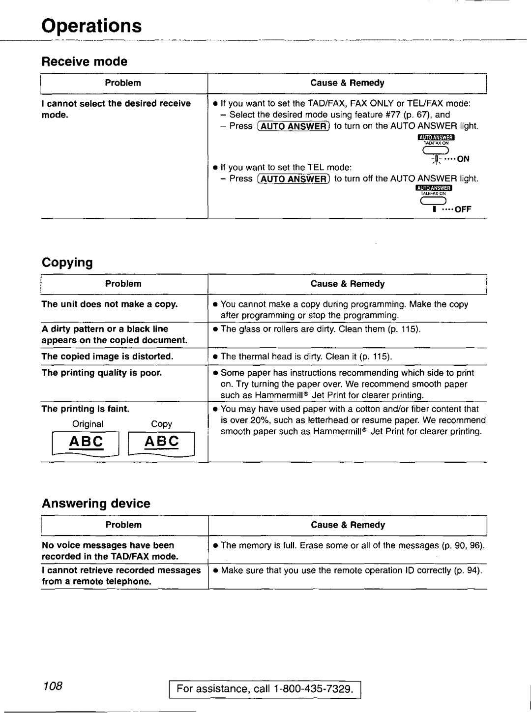 Panasonic KX-FP121 manual 