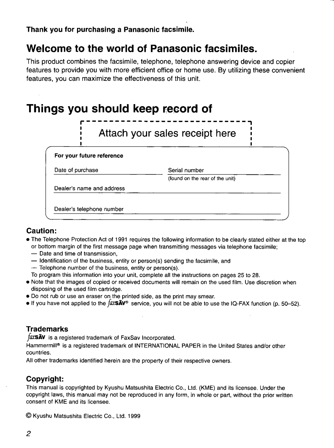 Panasonic KX-FP121 manual 