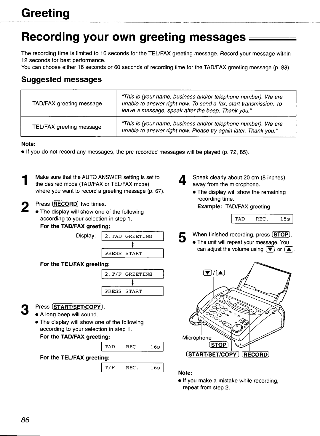 Panasonic KX-FP121 manual 