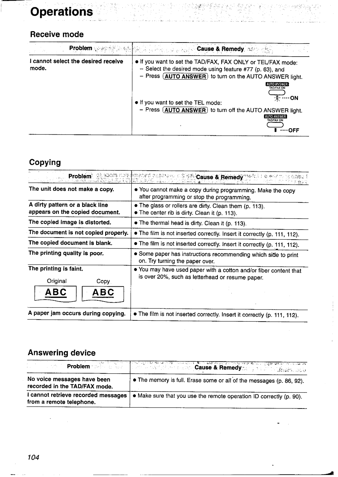 Panasonic KX-FP121NZ manual 