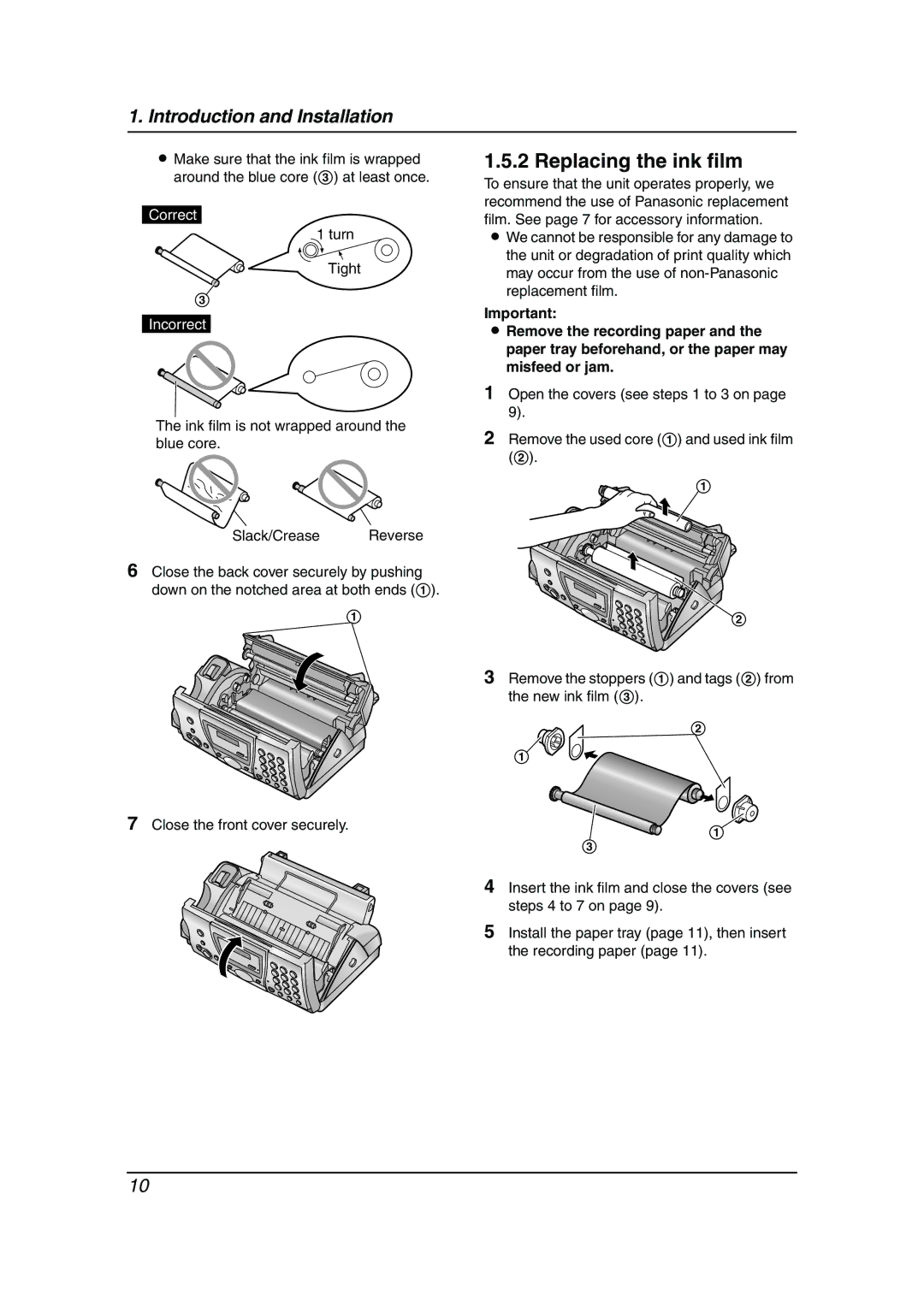 Panasonic KX-FP143HK operating instructions Replacing the ink film, Turn Tight 