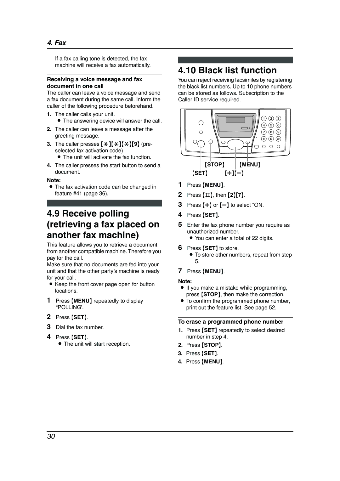 Panasonic KX-FP143HK operating instructions Black list function, Receiving a voice message and fax document in one call 