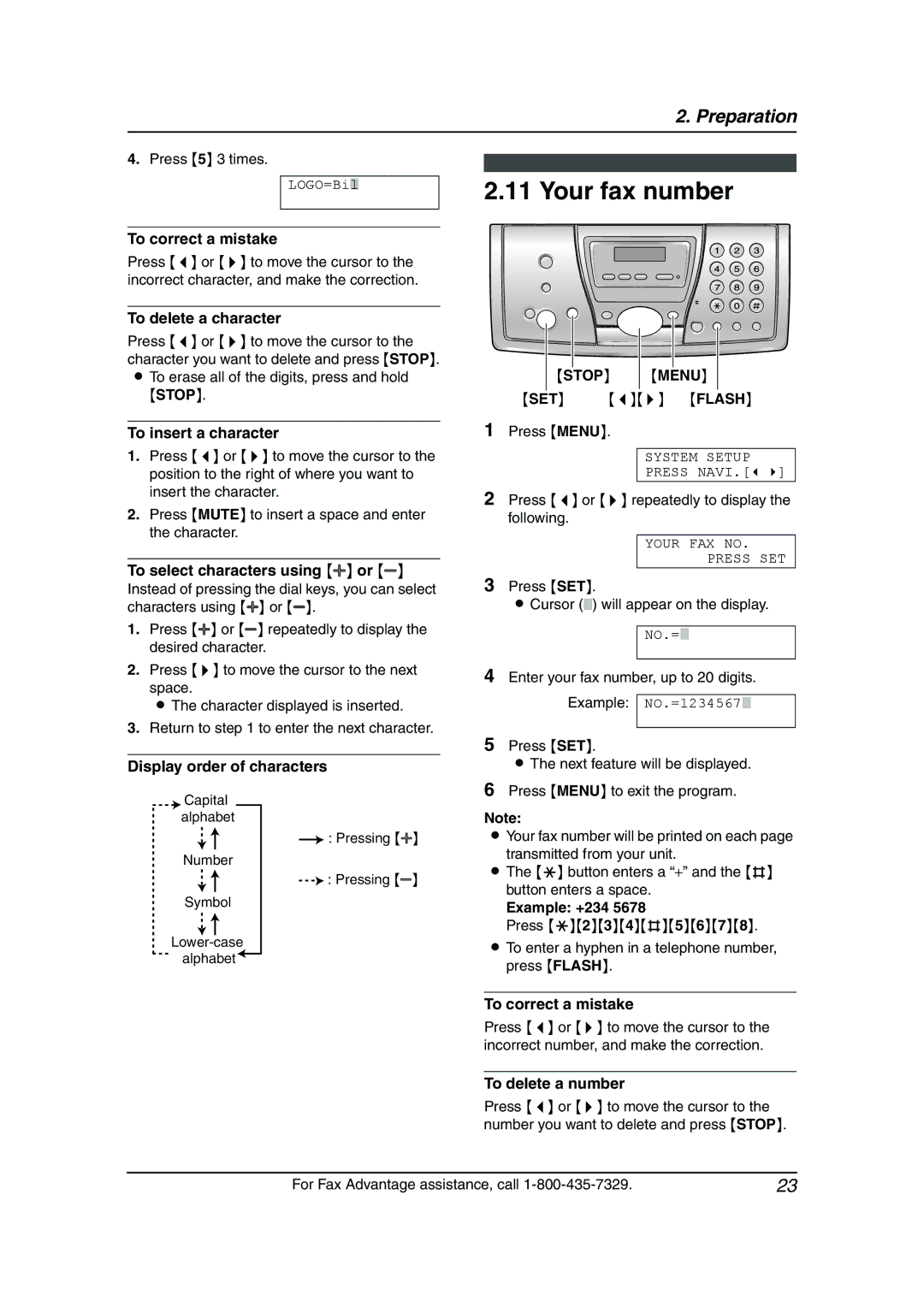 Panasonic KX-FP145 operating instructions Your fax number, Stop Menu 