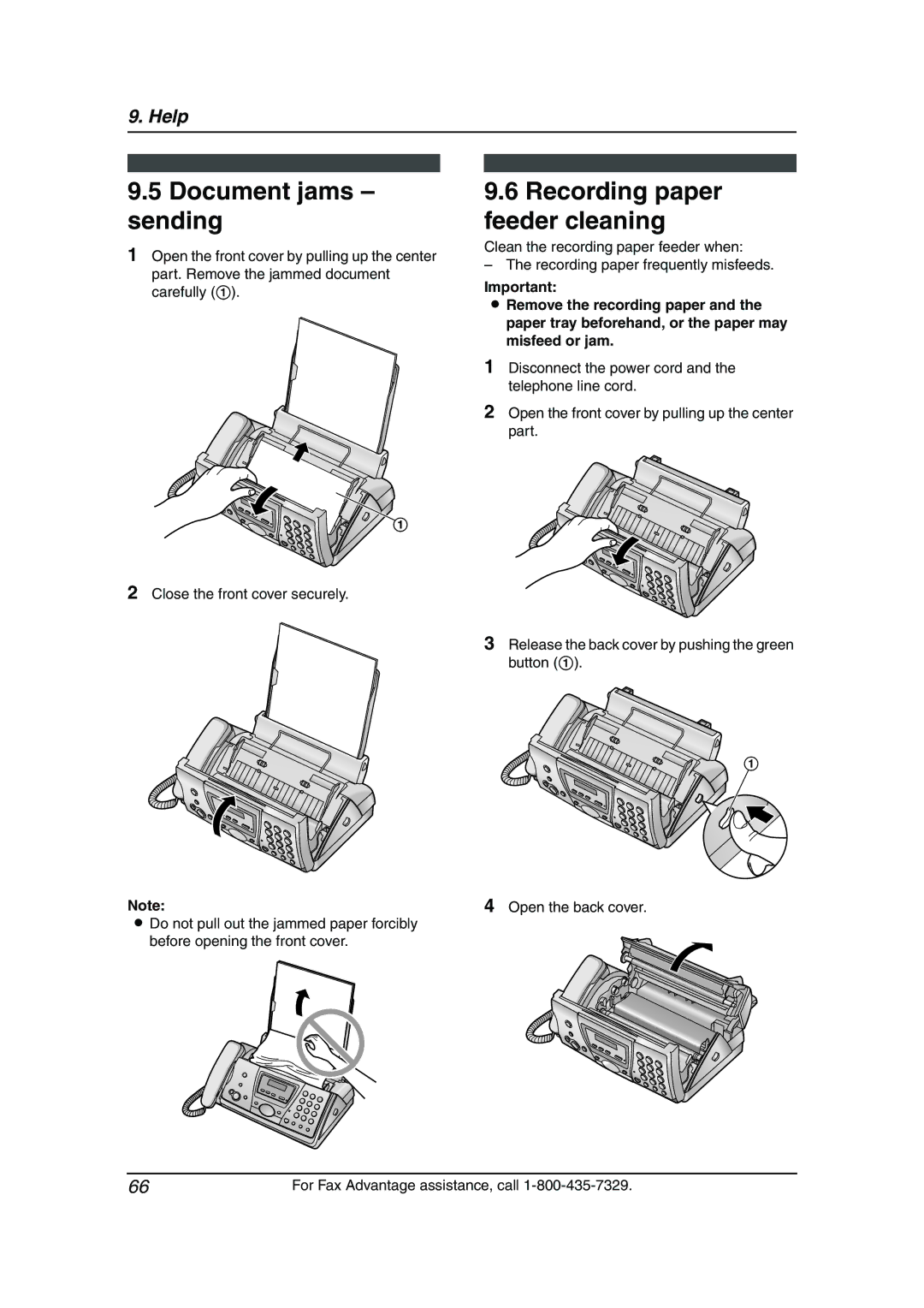 Panasonic KX-FP145 operating instructions Document jams sending, Recording paper feeder cleaning 