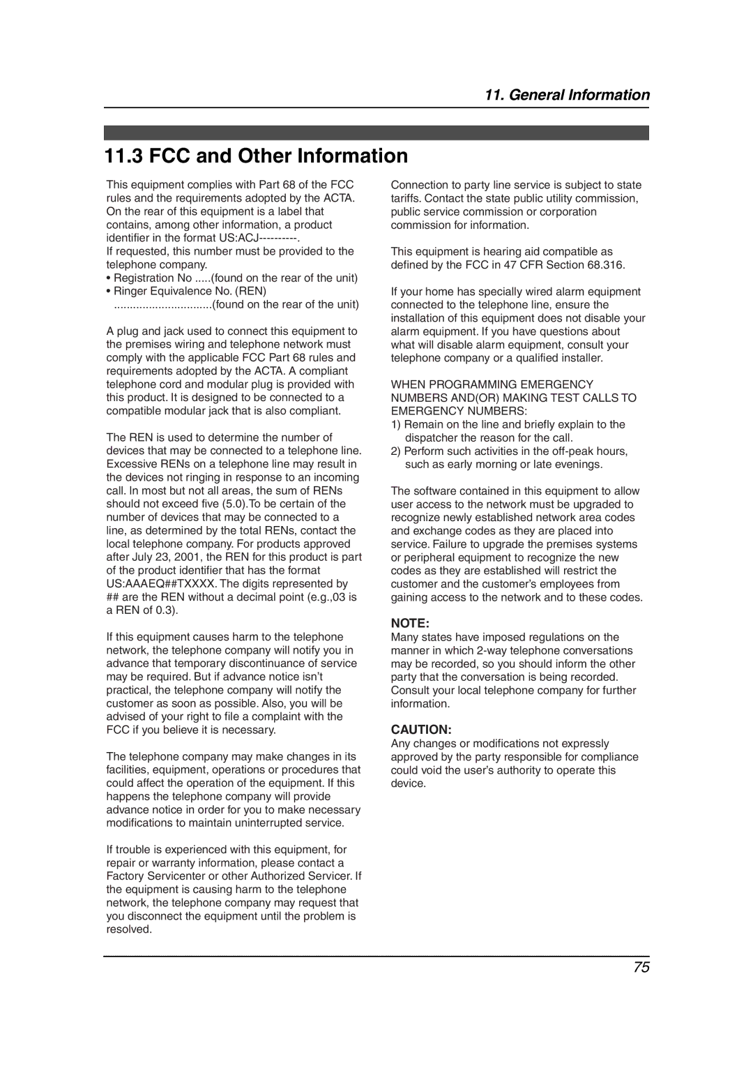 Panasonic KX-FP145 operating instructions FCC and Other Information 