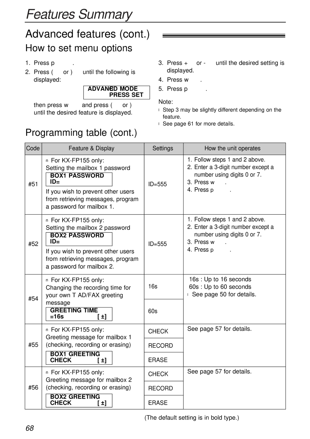 Panasonic KX-FP151AL, KX-FP155AL manual #51, #52, Check, See page 57 for details 