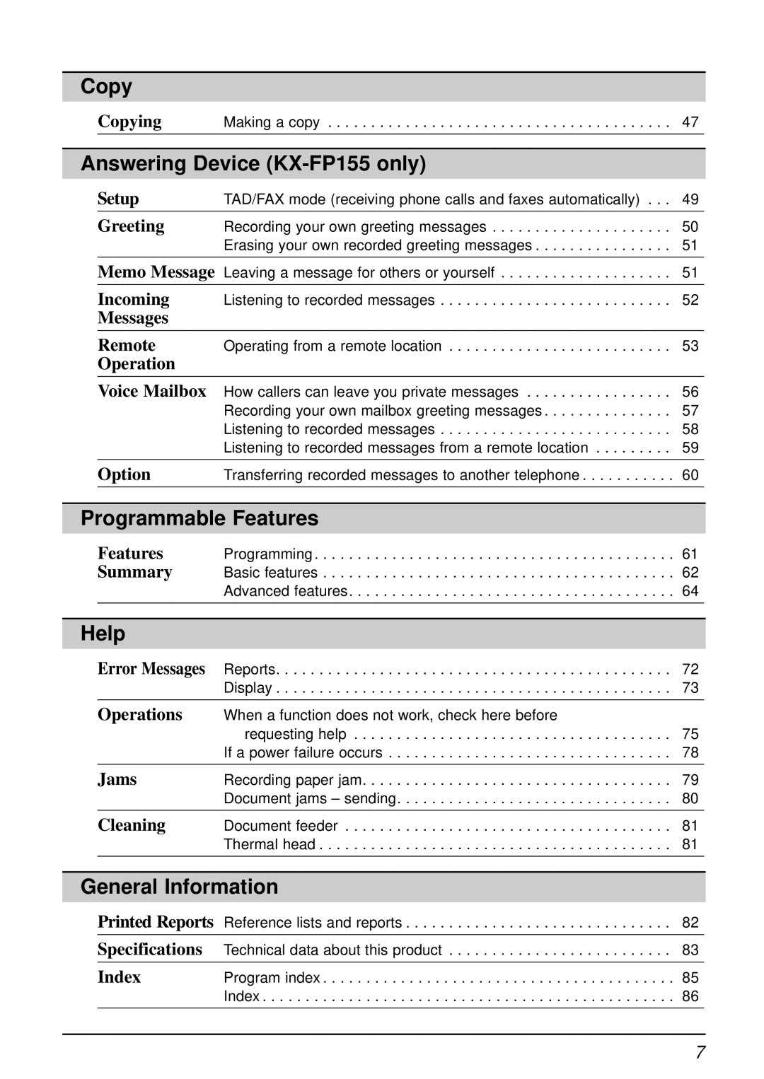 Panasonic KX-FP155AL, KX-FP151AL manual Copy 