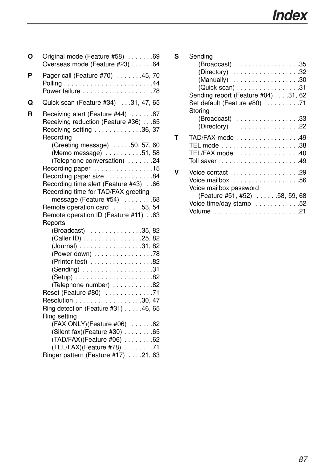 Panasonic KX-FP155AL, KX-FP151AL manual Index 