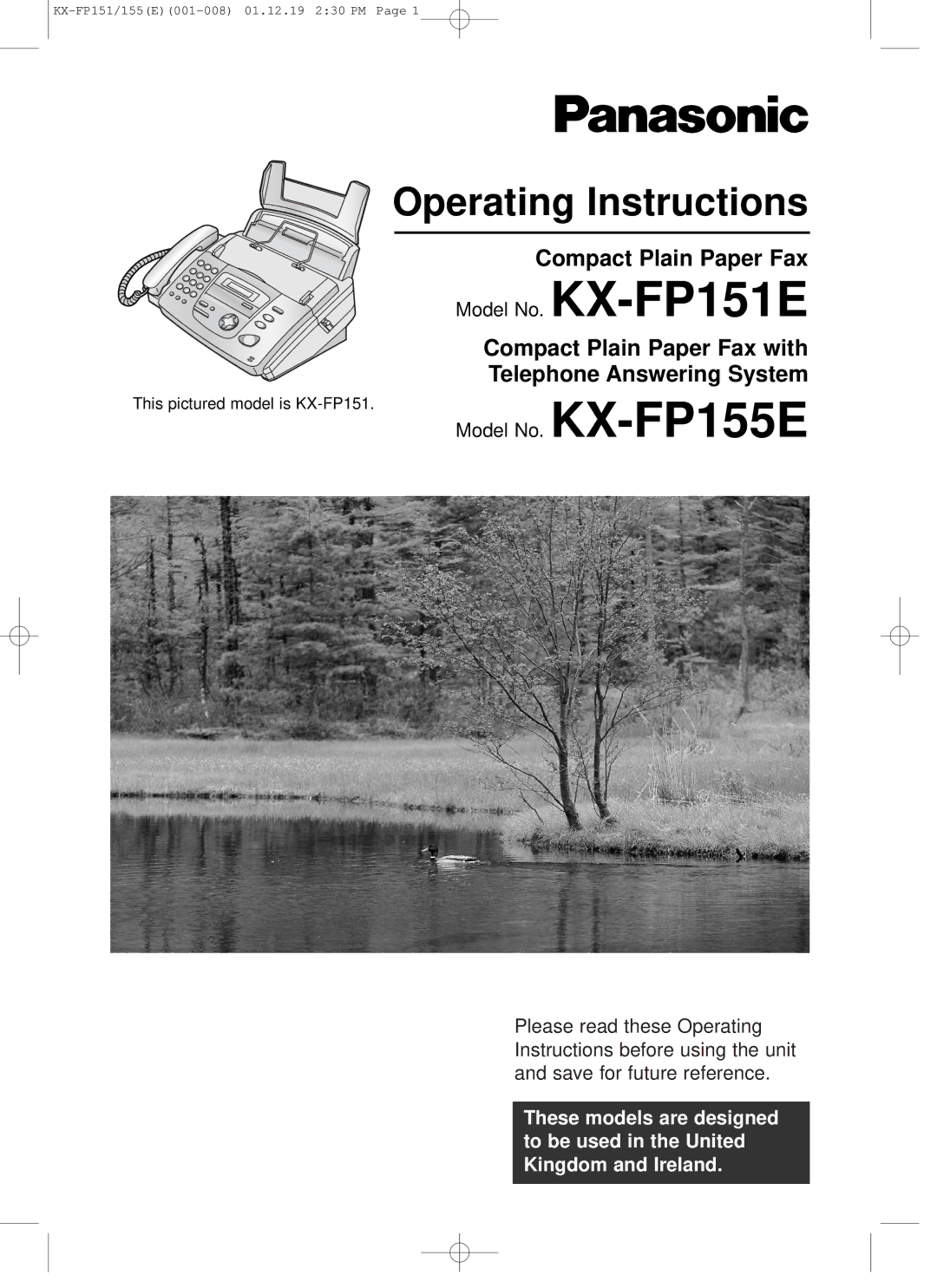 Panasonic KX-FP151E manual Operating Instructions, This pictured model is KX-FP151 