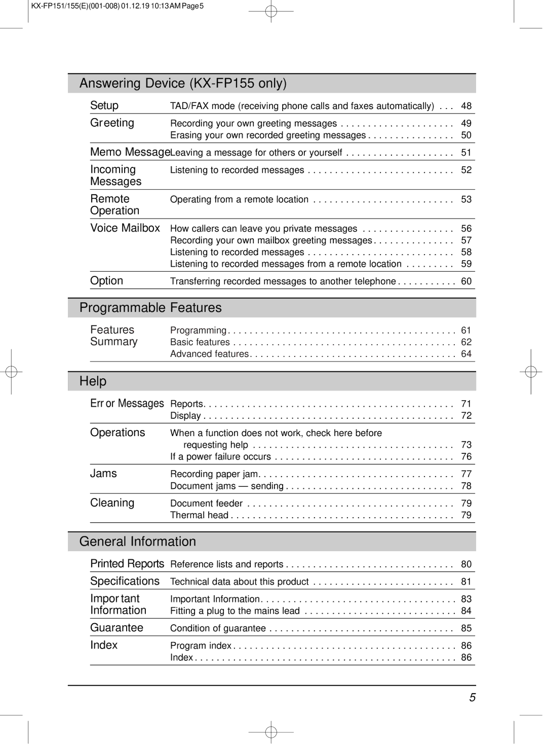 Panasonic KX-FP151E manual TAD/FAX mode receiving phone calls and faxes automatically, Listening to recorded messages 