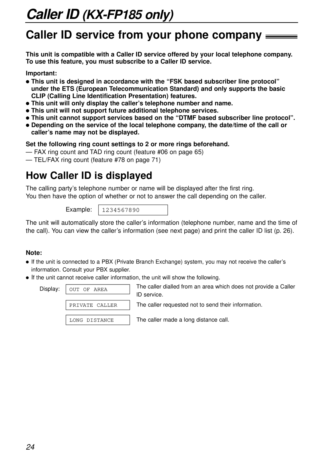 Panasonic KX-FP181E operating instructions Caller ID service from your phone company, How Caller ID is displayed 