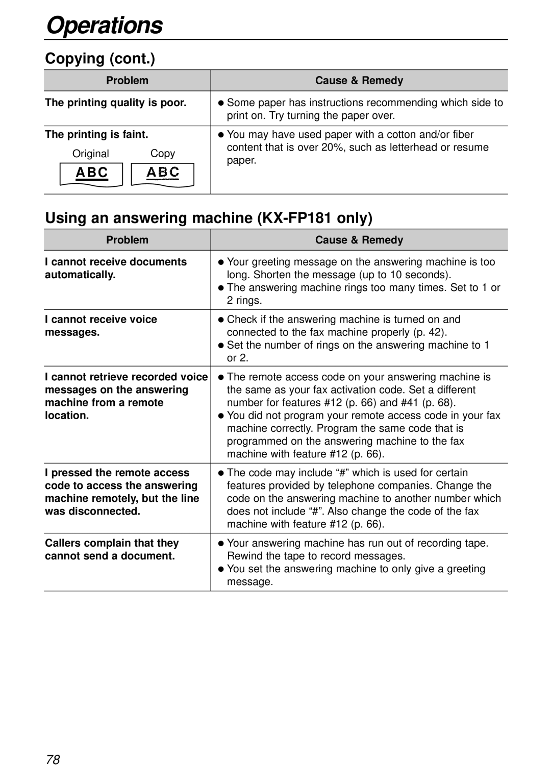 Panasonic KX-FP181E operating instructions Using an answering machine KX-FP181 only 