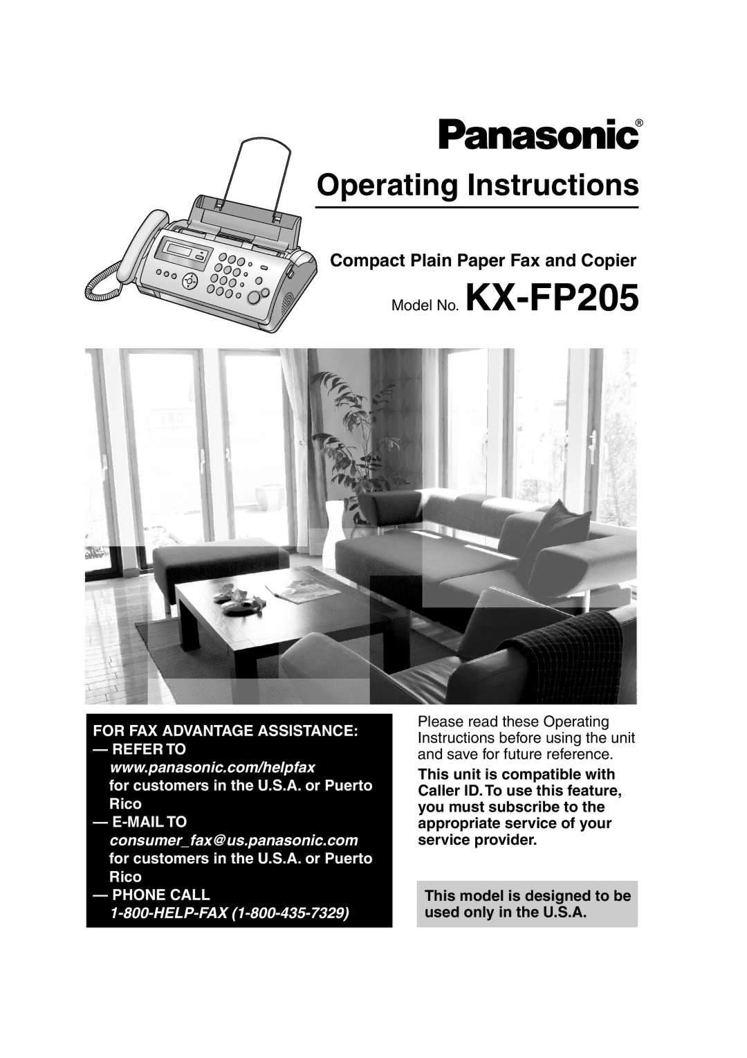 Panasonic KX-FP205 operating instructions Operating Instructions, Compact Plain Paper Fax and Copier 