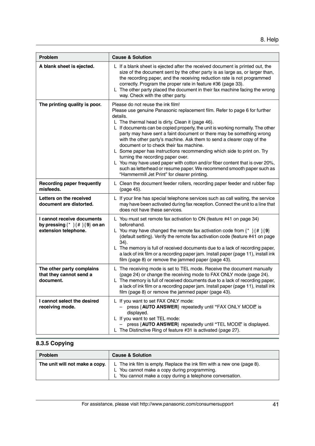 Panasonic KX-FP205 operating instructions Copying 