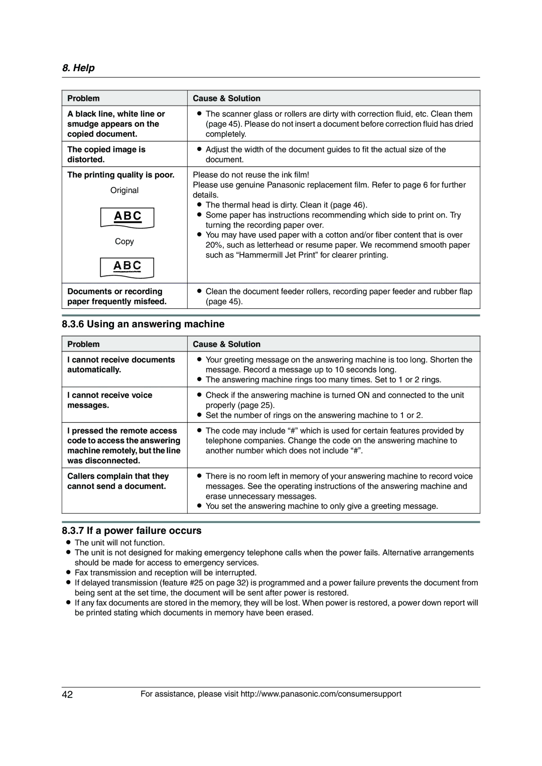 Panasonic KX-FP205 operating instructions Using an answering machine, If a power failure occurs 