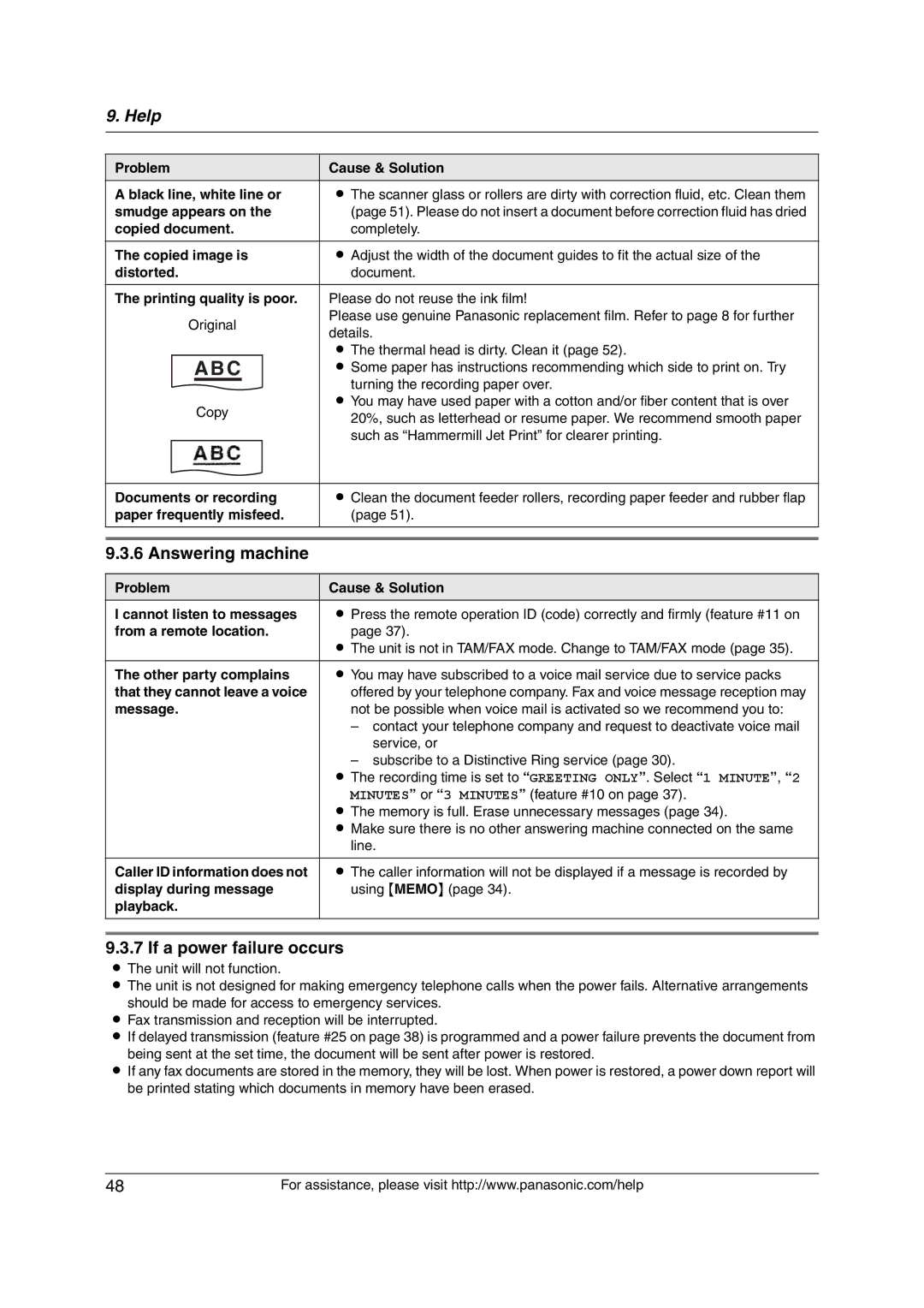 Panasonic KX-FP215 operating instructions Answering machine, If a power failure occurs 