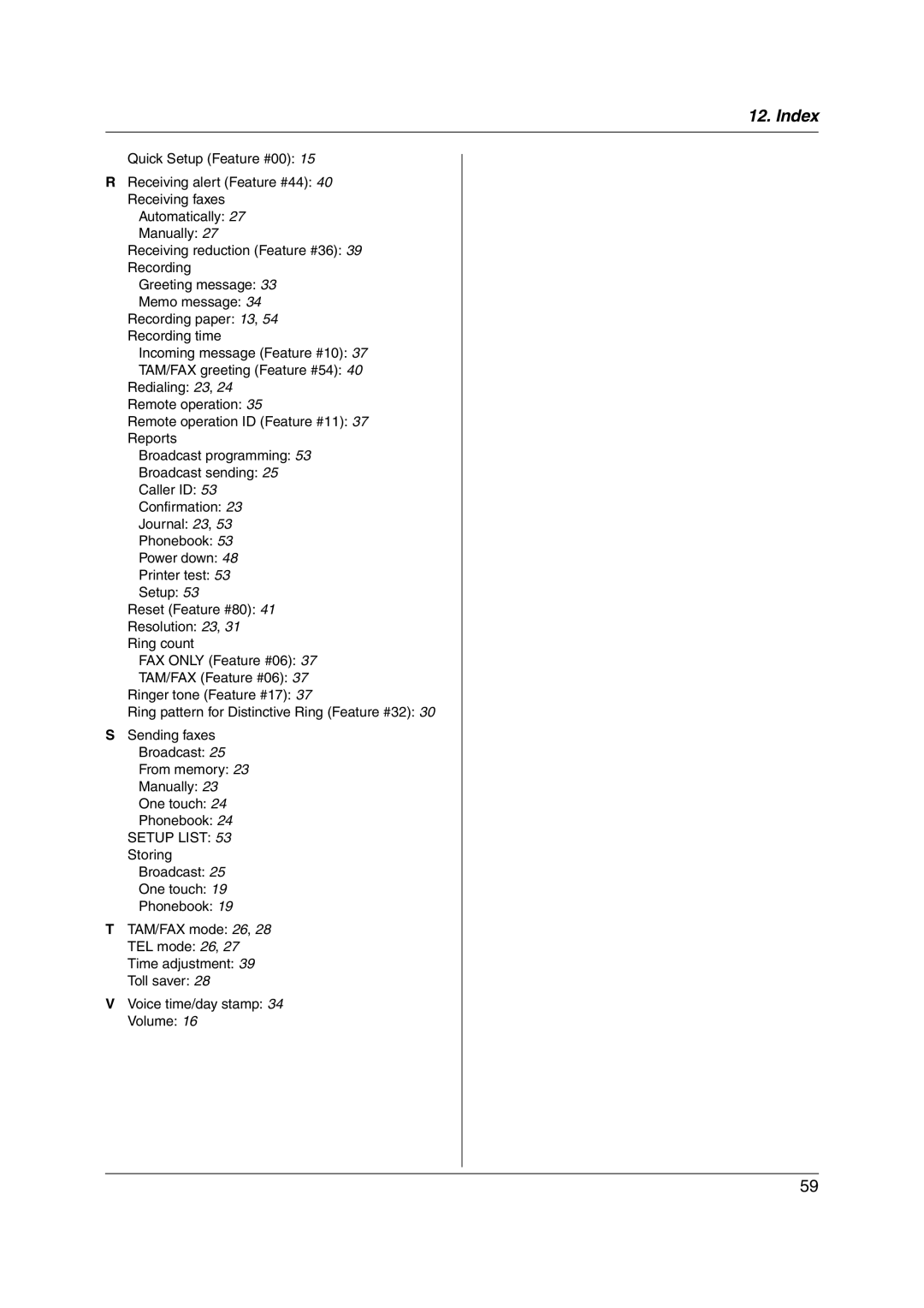 Panasonic KX-FP215 operating instructions Setup List 