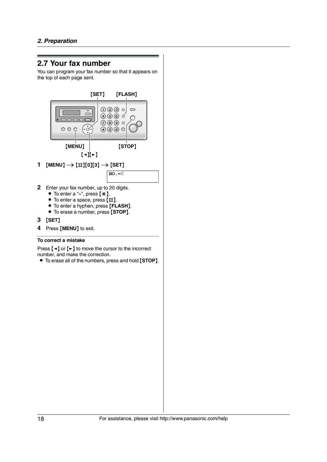 Panasonic KX-FP215 operating instructions Your fax number, Preparation, No.= 