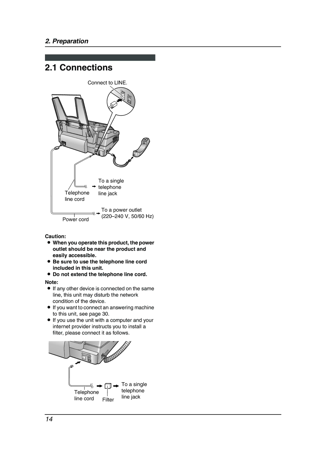 Panasonic KX-FP343AL manual Connections 