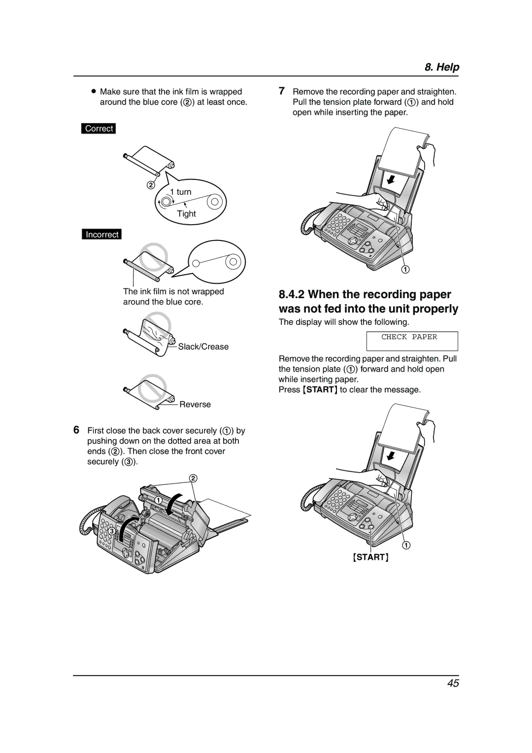 Panasonic KX-FP343AL manual When the recording paper was not fed into the unit properly 