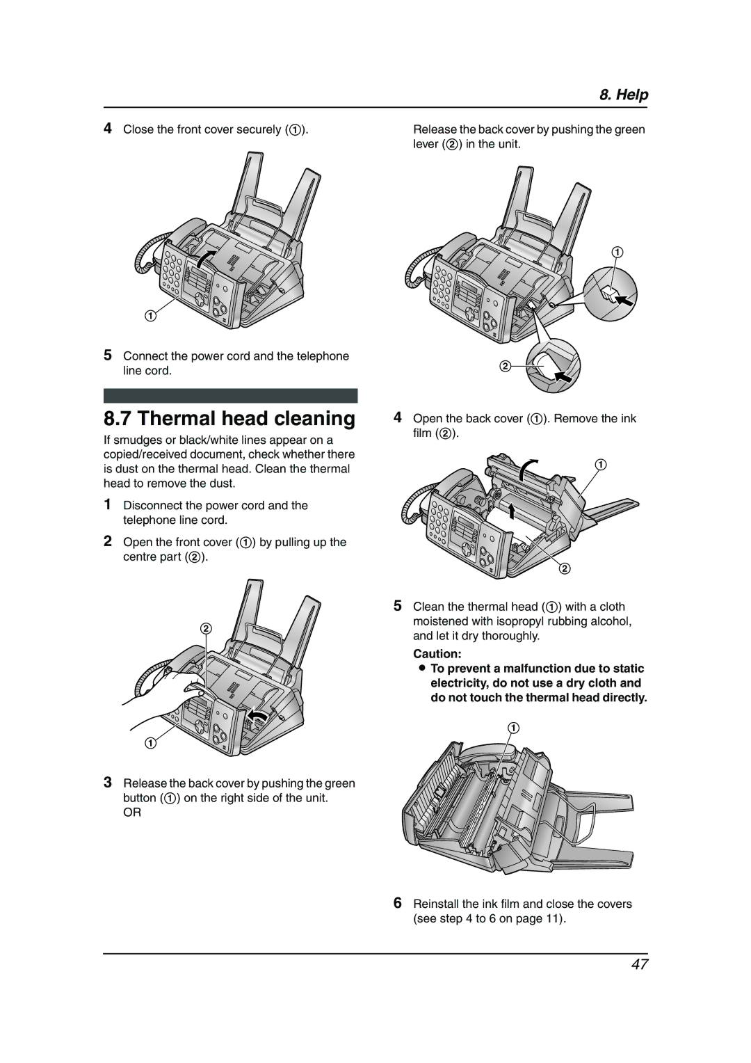 Panasonic KX-FP343AL manual Thermal head cleaning 