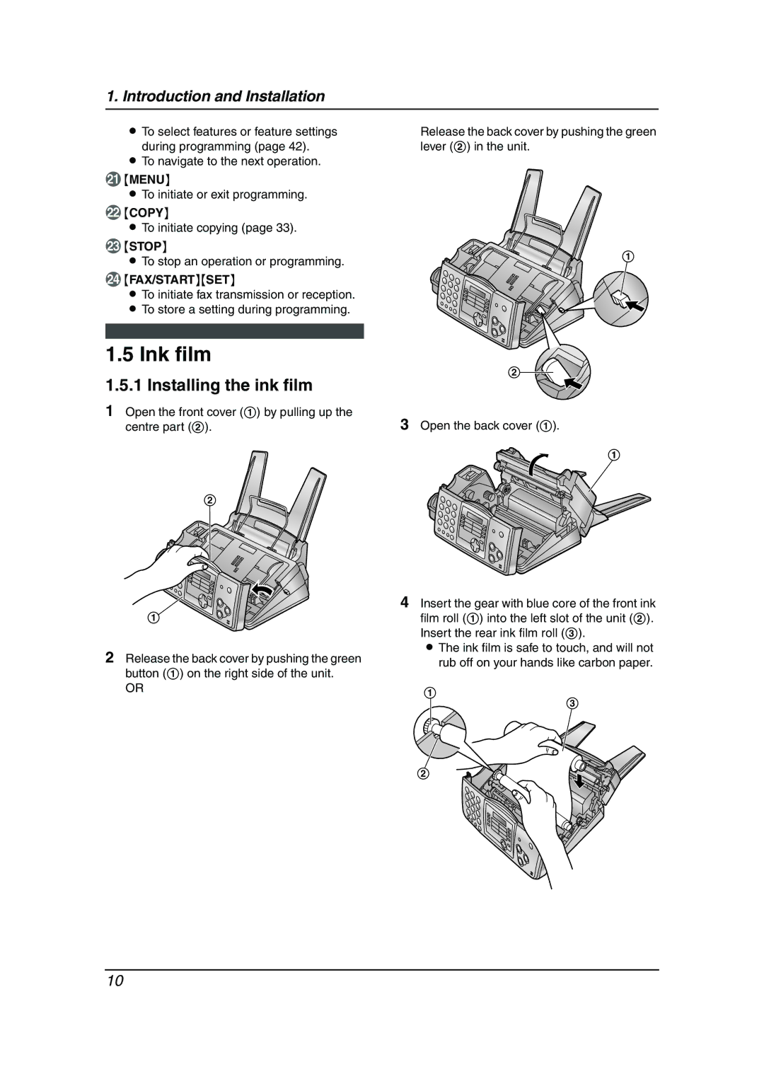 Panasonic KX-FP363HK, KX-FP343HK manual Ink film, Installing the ink film 