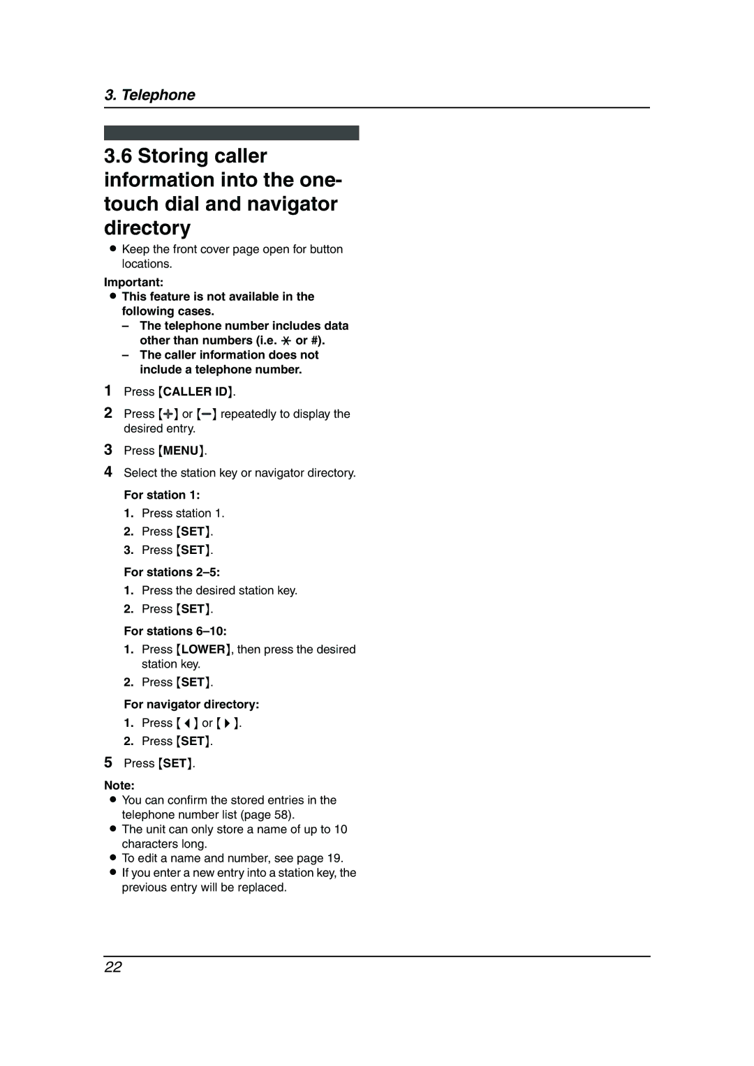 Panasonic KX-FP363HK, KX-FP343HK manual This feature is not available in the following cases, For navigator directory 