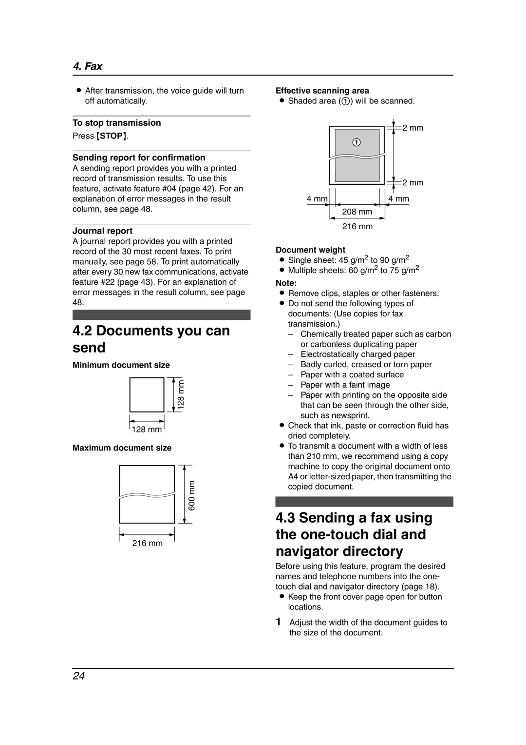 Panasonic KX-FP363HK, KX-FP343HK manual Documents you can send 