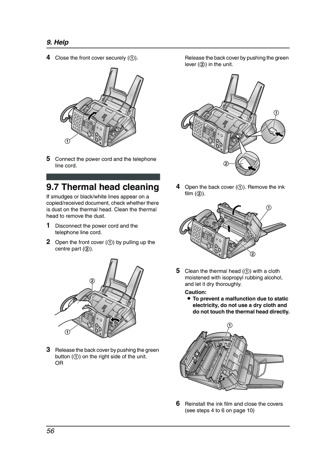 Panasonic KX-FP363HK, KX-FP343HK manual Thermal head cleaning 