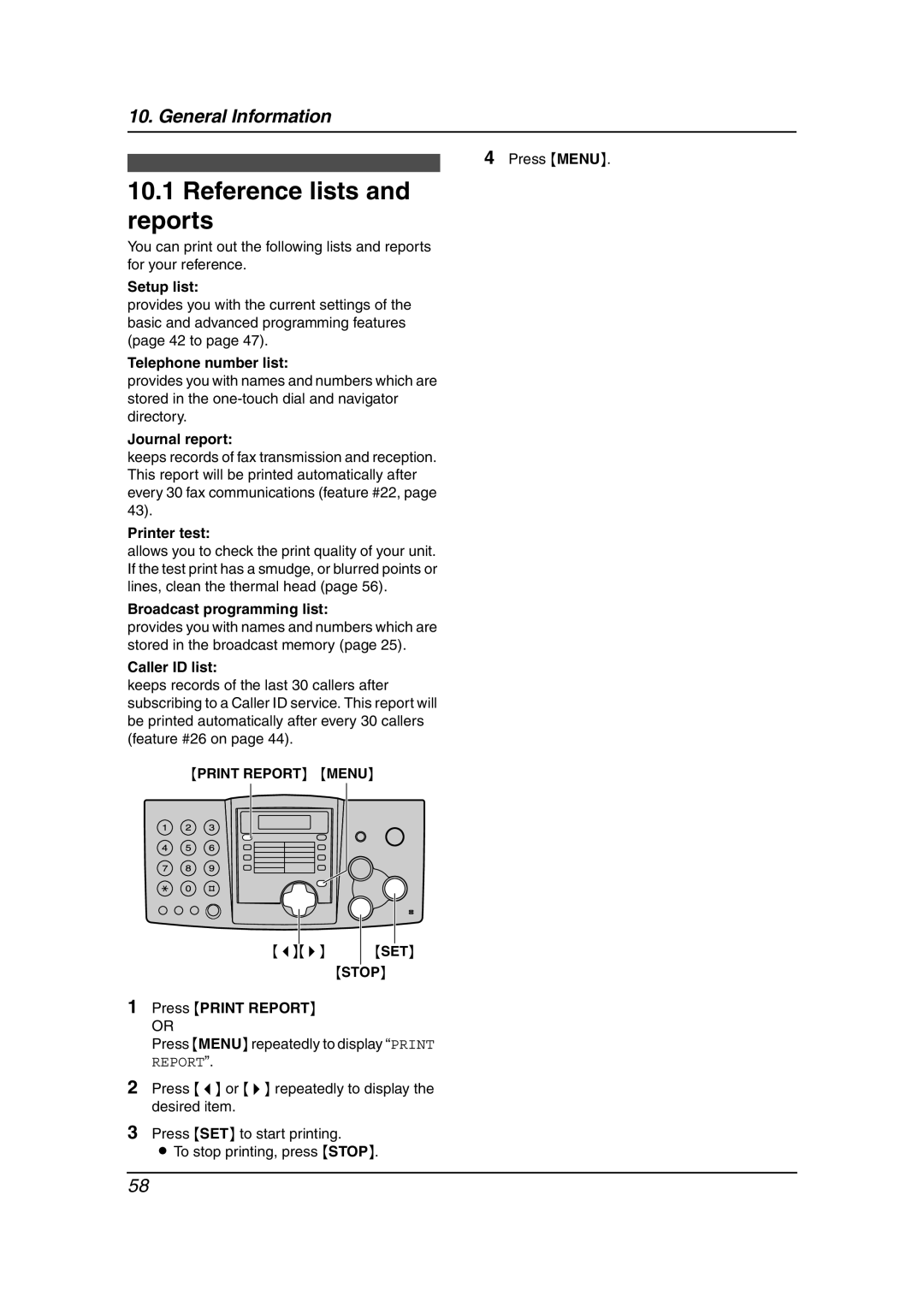 Panasonic KX-FP363HK, KX-FP343HK manual Reference lists and reports 