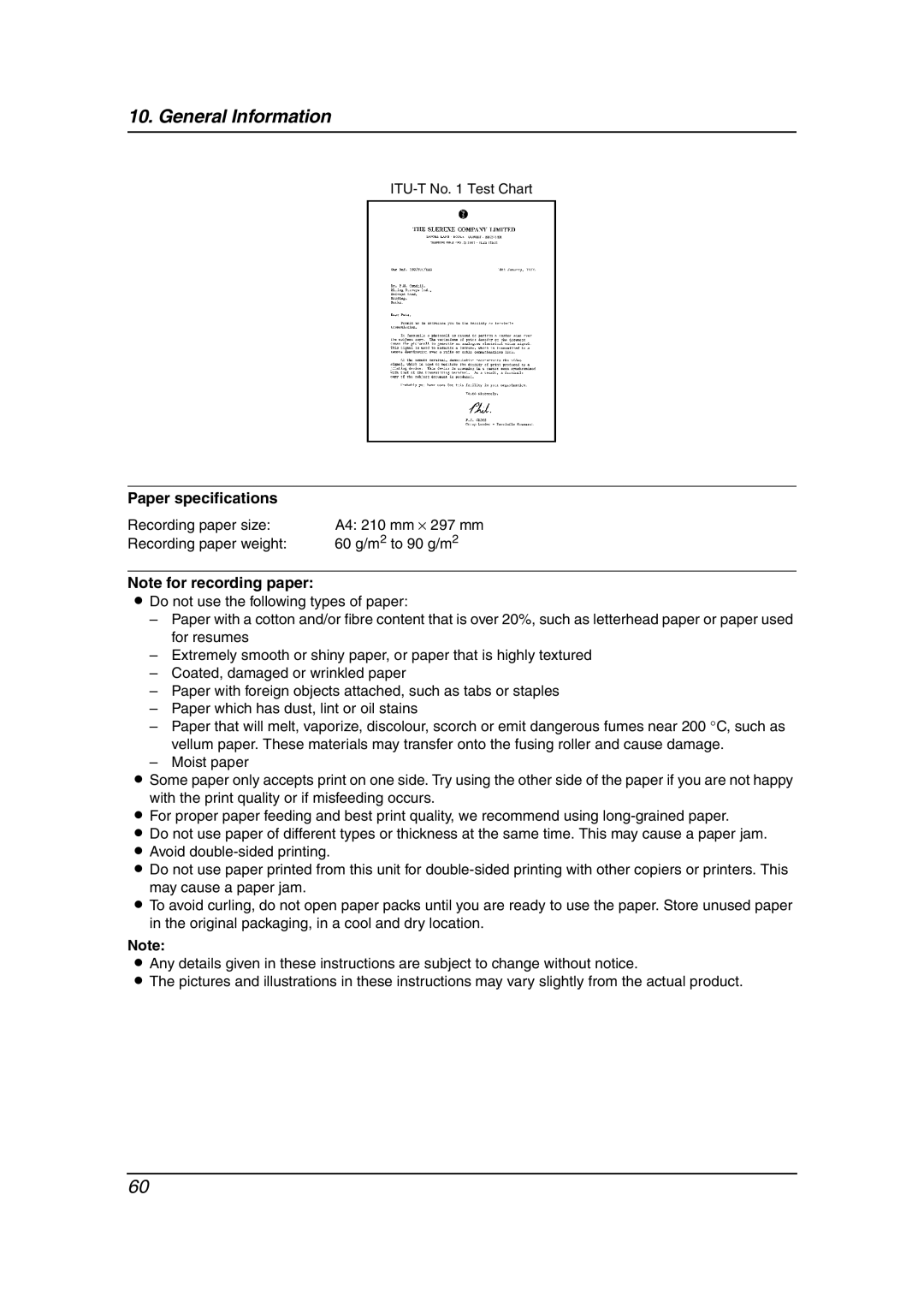 Panasonic KX-FP363HK, KX-FP343HK manual Paper specifications 