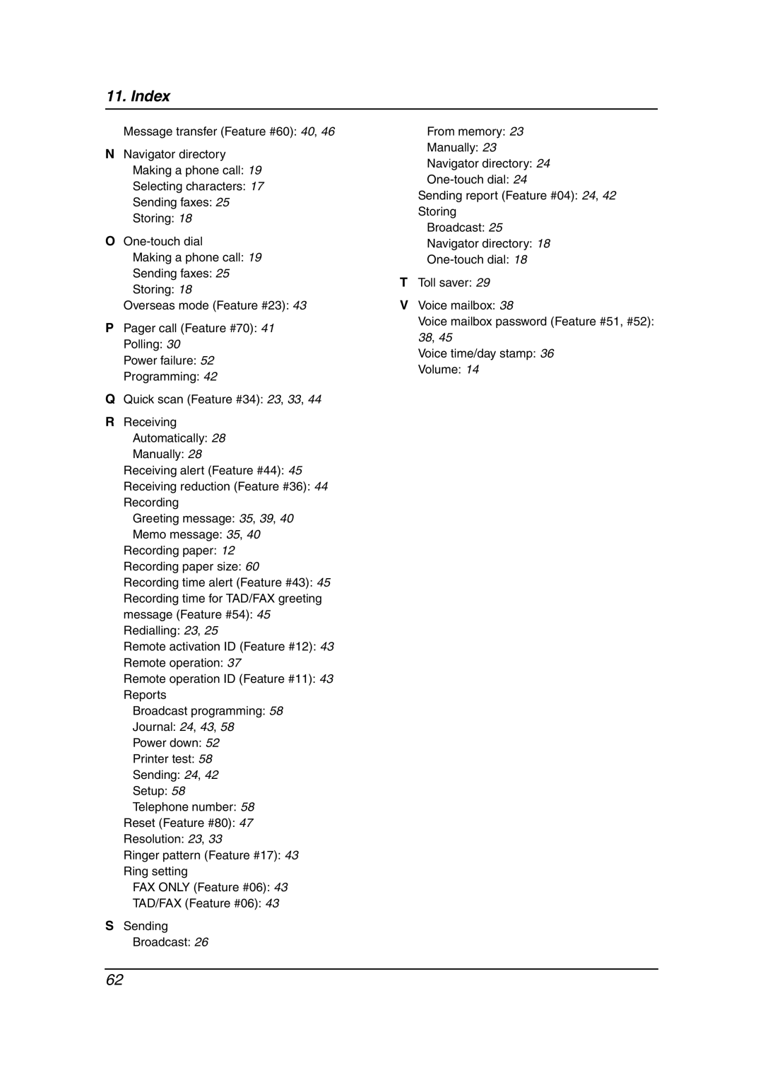 Panasonic KX-FP363HK, KX-FP343HK manual Index 