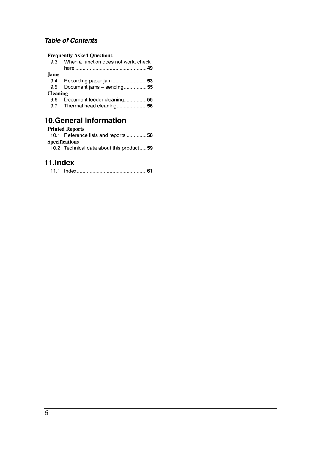 Panasonic KX-FP363HK, KX-FP343HK manual Index 