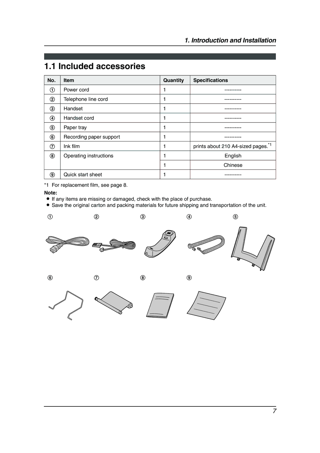 Panasonic KX-FP343HK, KX-FP363HK manual Included accessories, Specifications 