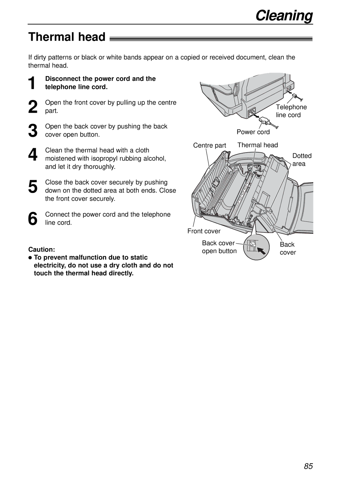 Panasonic KX-FP85AL, KX-FP81AL manual Thermal head 