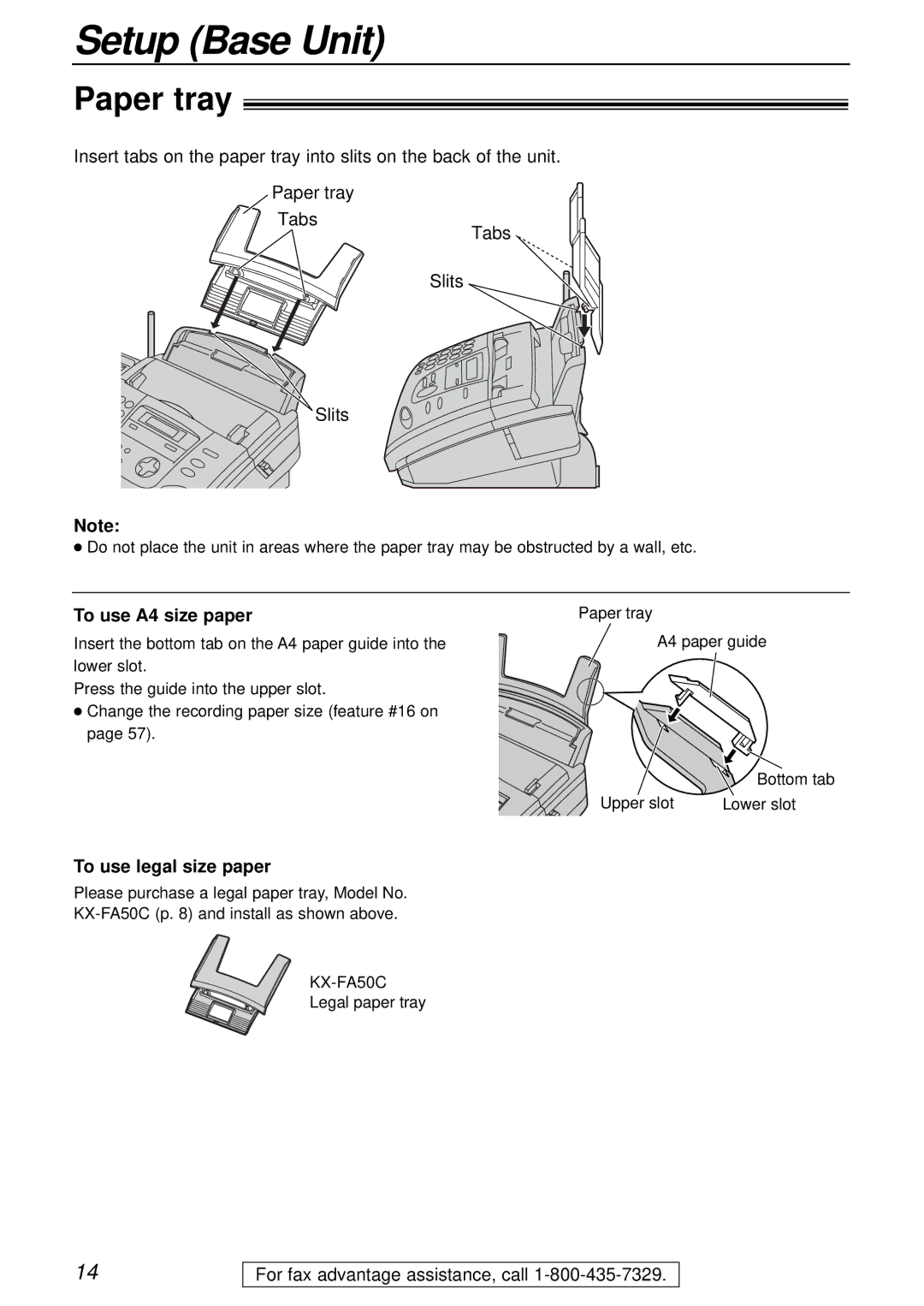 Panasonic KX-FPC161 manual Paper tray, To use A4 size paper, To use legal size paper 