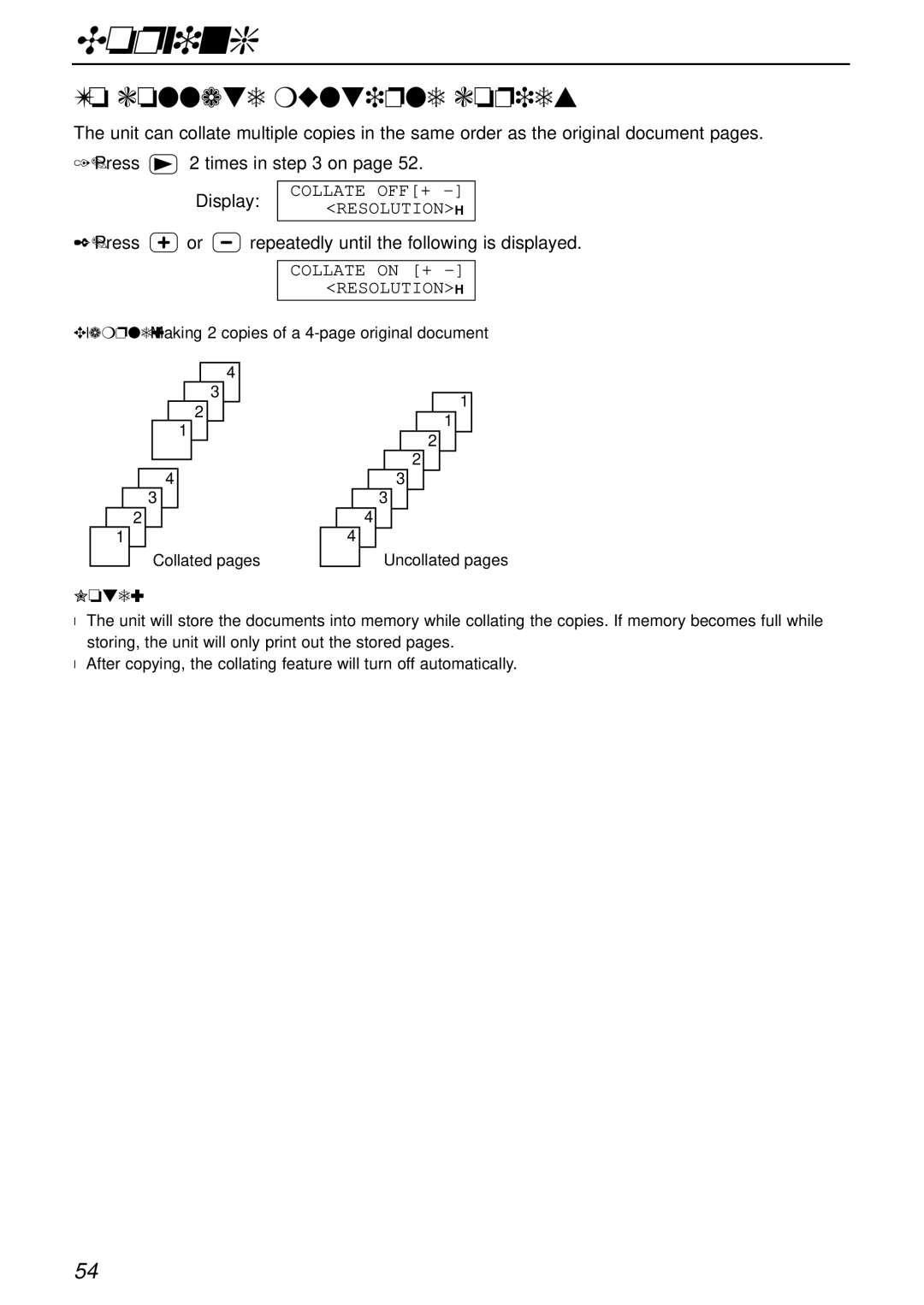 Panasonic KX-FPC161 manual To collate multiple copies, Press or repeatedly until the following is displayed 