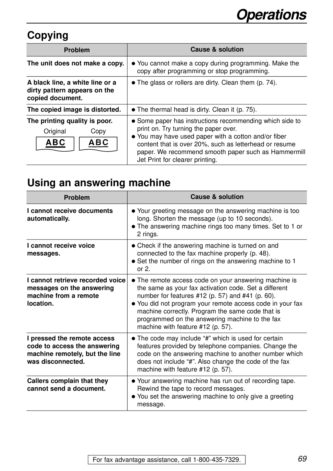 Panasonic KX-FPC161 manual Copying, Using an answering machine 