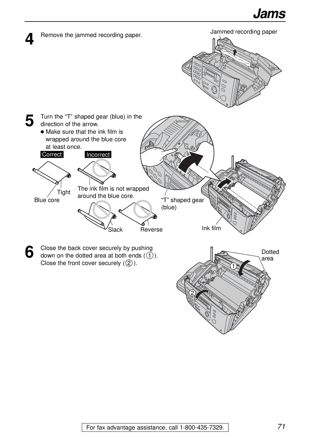 Panasonic KX-FPC161 manual Jams 