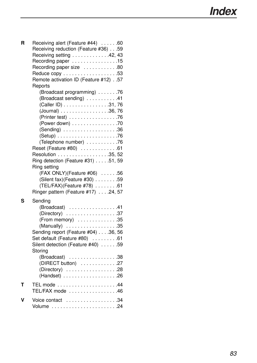 Panasonic KX-FPC161 manual Index 