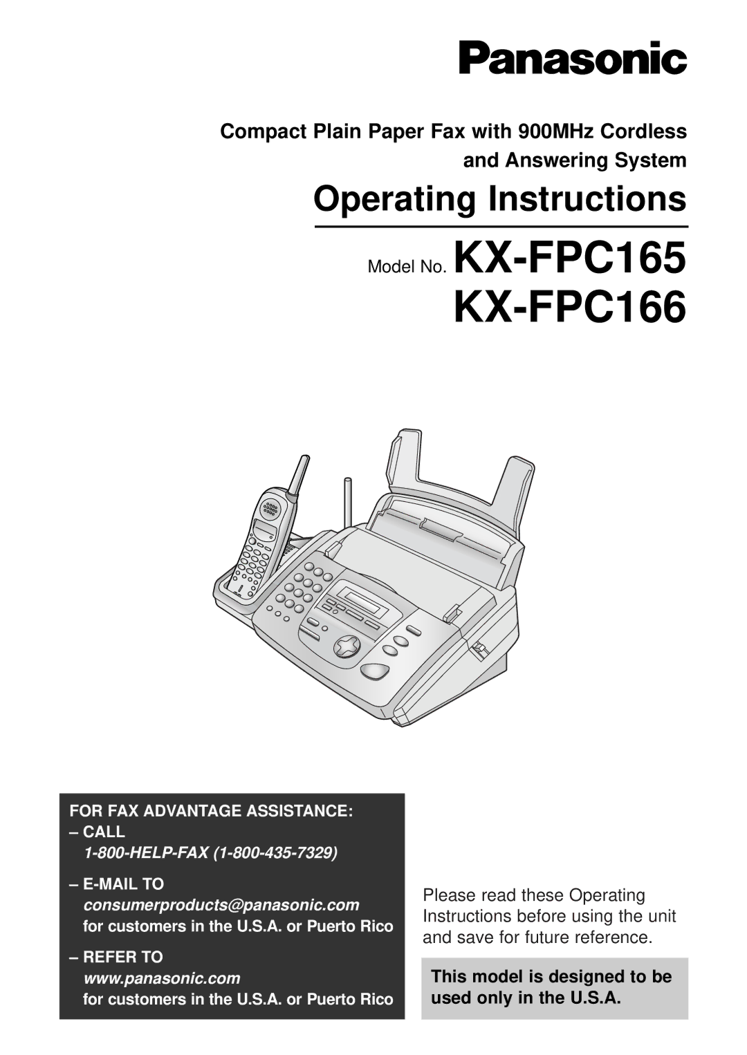 Panasonic KX-FPC166, KX-FPC165 manual 