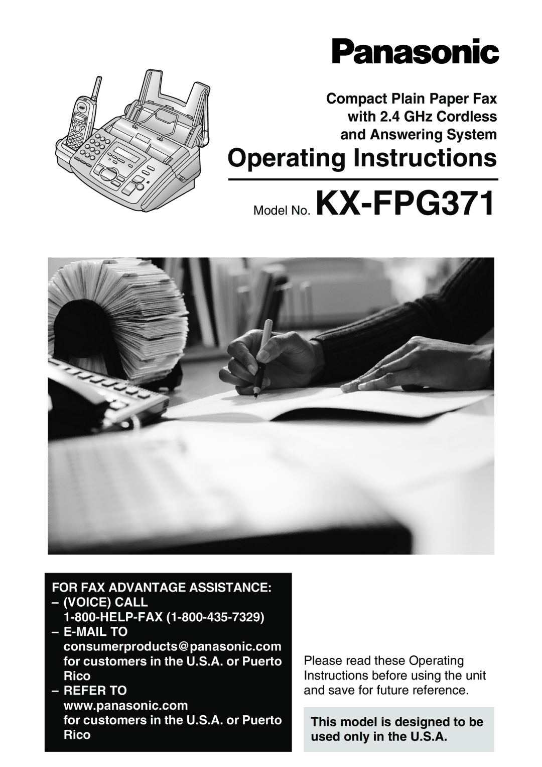 Panasonic KX-FPG371 manual Operating Instructions 