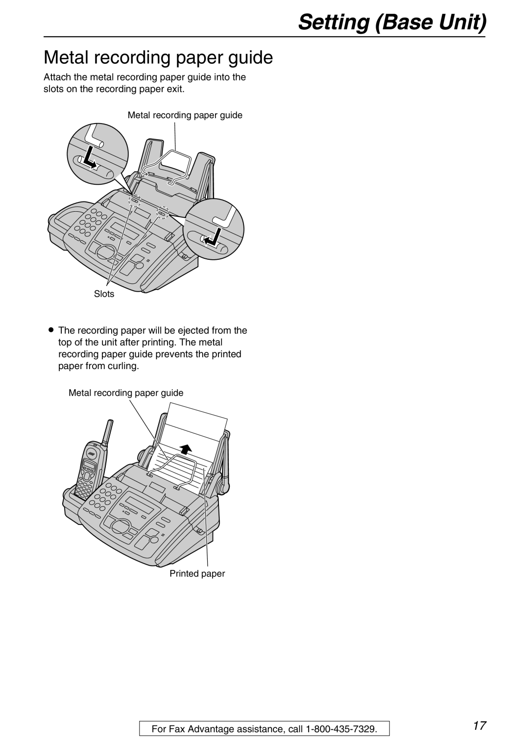 Panasonic KX-FPG371 manual Metal recording paper guide 