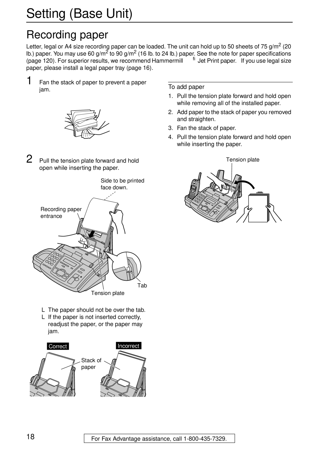 Panasonic KX-FPG371 manual Recording paper, To add paper 