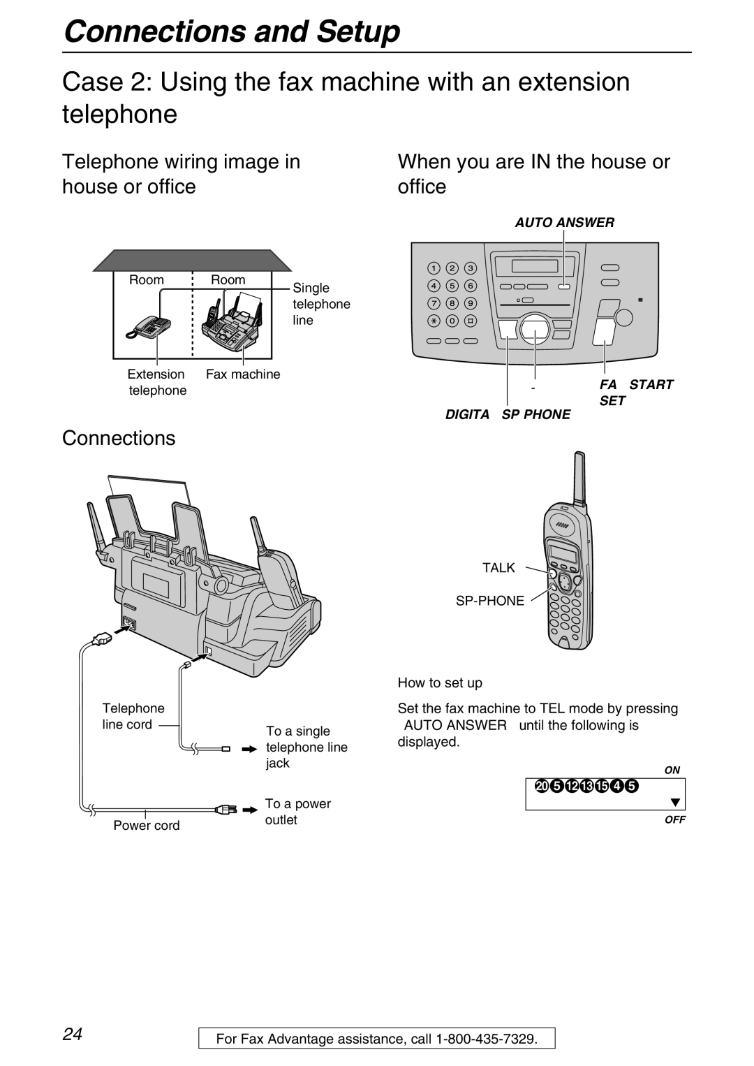 Panasonic KX-FPG371 manual Case 2 Using the fax machine with an extension telephone 