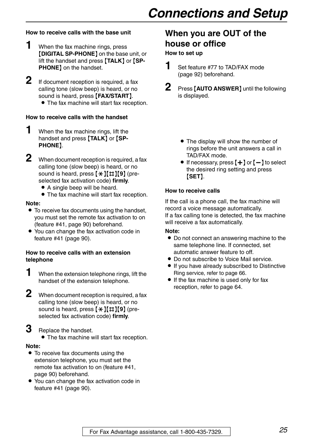 Panasonic KX-FPG371 manual How to receive calls with the base unit, How to receive calls with an extension telephone 