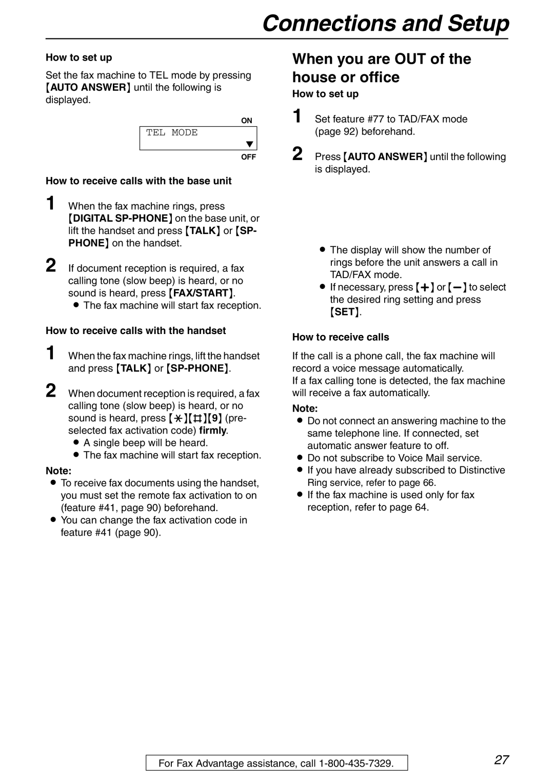 Panasonic KX-FPG371 manual TEL Mode 