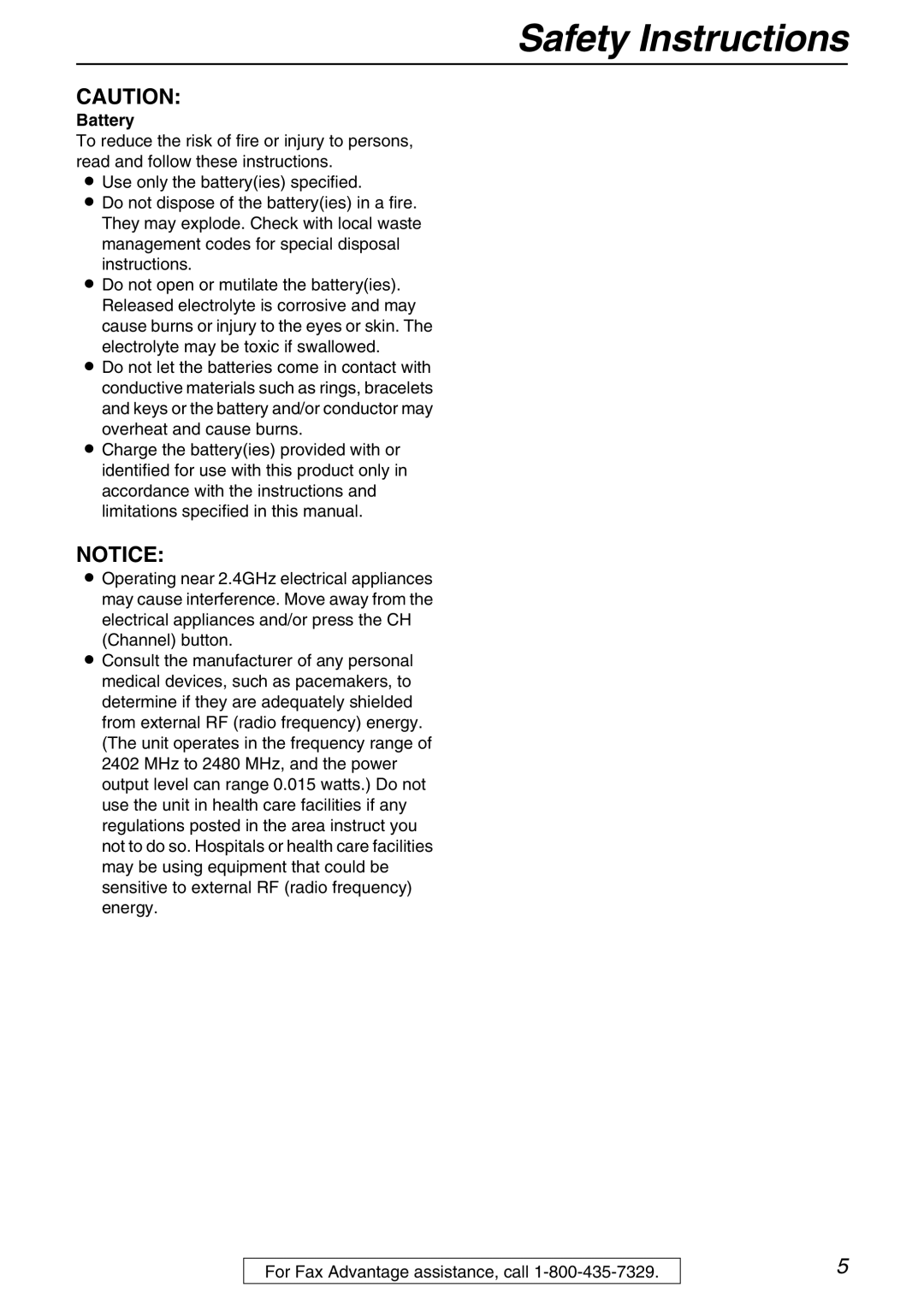 Panasonic KX-FPG371 manual Battery 